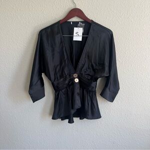 Black Gold Button Top
